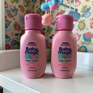 Vintage Baby Magic by Mennen 1 oz Travel VTG Minis Baby Lotion & Aloe Bottles